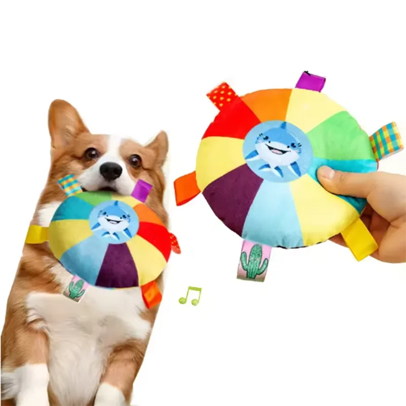 Hot dog sounding plush toy bell cartoon toy puppy small dog Teddy teeth grinding toy wear-resistant bite-resistant pet toy